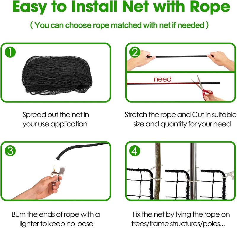 Wiseek Baseball Softball Backstop Nets, Heavy Duty Sports Netting Barrier #18 Nylon Baseball Netting 10'x20'/10'x30'(Net Only) - Image 5
